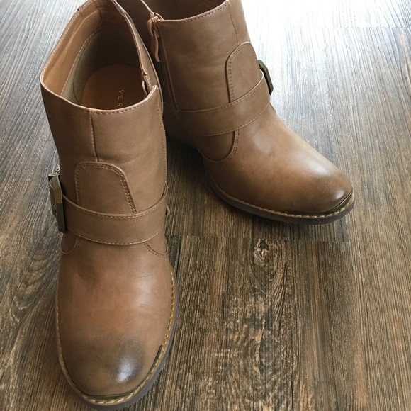 Very Volatile Tan Ankle Buckle Bootie - Picture 5 of 8